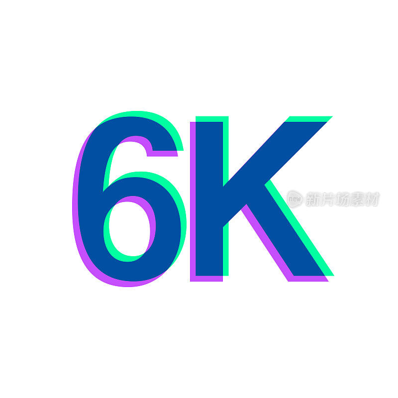 6K, 6000 - 6000。图标与两种颜色叠加在白色背景上